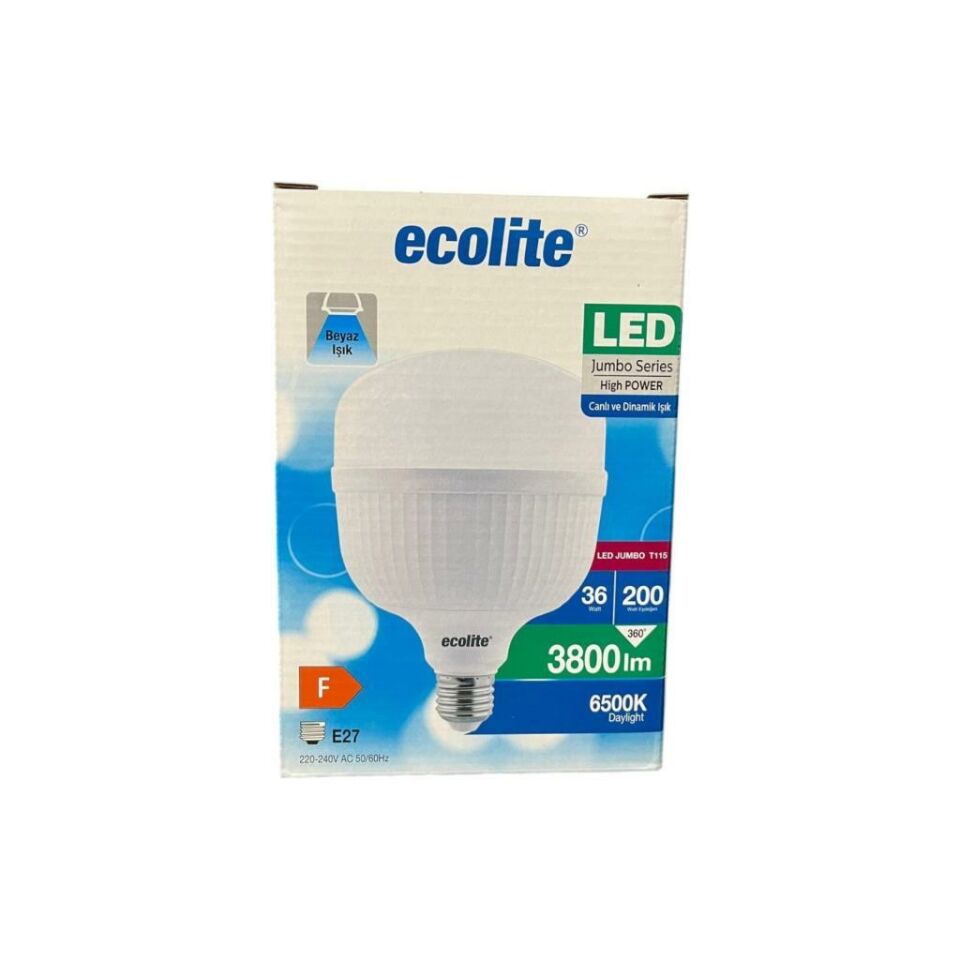 Ecolite 36W (200W) Jumbo LED Ampul 6500K Beyaz Işık E27 Duylu
