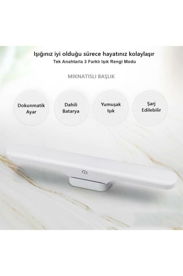 5 Watt Şarjlı Led Işık Mıknatıslı Led Lamba Dimmerli Nova Beyaz Hero Led Aplik 3 Farklı Renk Işık