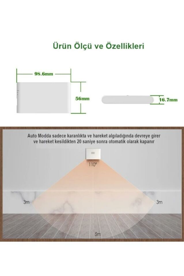 2 Adet Sensörlü Led Aplik Mıknatıslı Şarjlı İki Yönlü Hero Led Beril Koridor Merdiven Aydınlatma