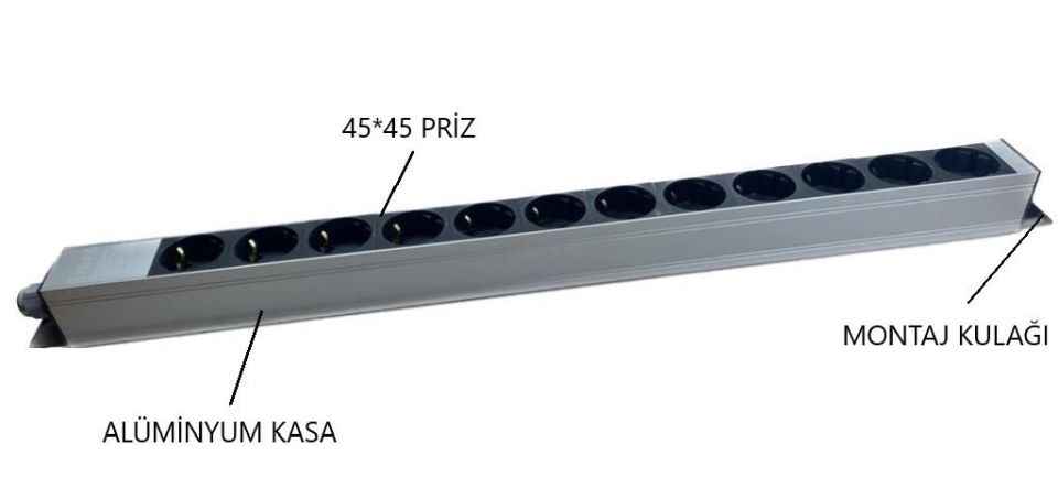 NE-AD 12'li Kablosuz Grup Priz Aluminyum Gövde 16A 250V 4000W