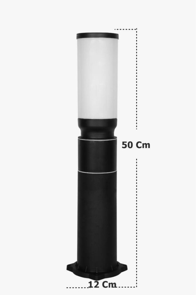 ZİTA Kule Uzun 50 Cm Dekoratif Bahçe Yol Aydınlatma Siyah Ip54