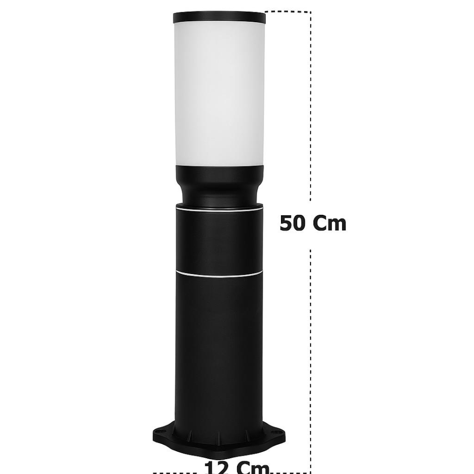 ZİTA Kule 50 cm Siyah Bahçe Aydınlatma Lambası | E27 Duylu, IP54 Su Geçirmez, Darbeye Dayanıklı Dış Mekan Yol Lambası 234-50
