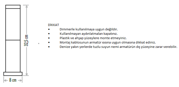CATA Bahçe Aydınlatma Armatürü 32.5 cm. CT-7008