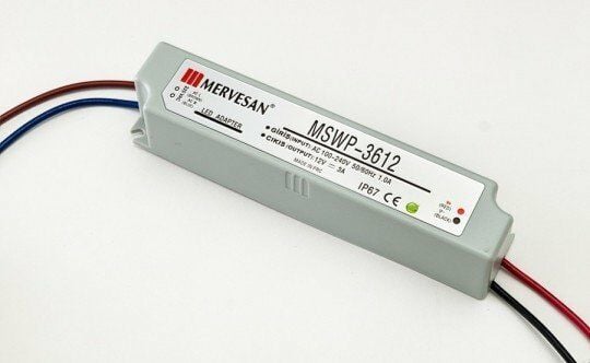 Mervesan-36 Watt 12V 3 Amper Led Adaptörü IP67 Mtwp-36-12