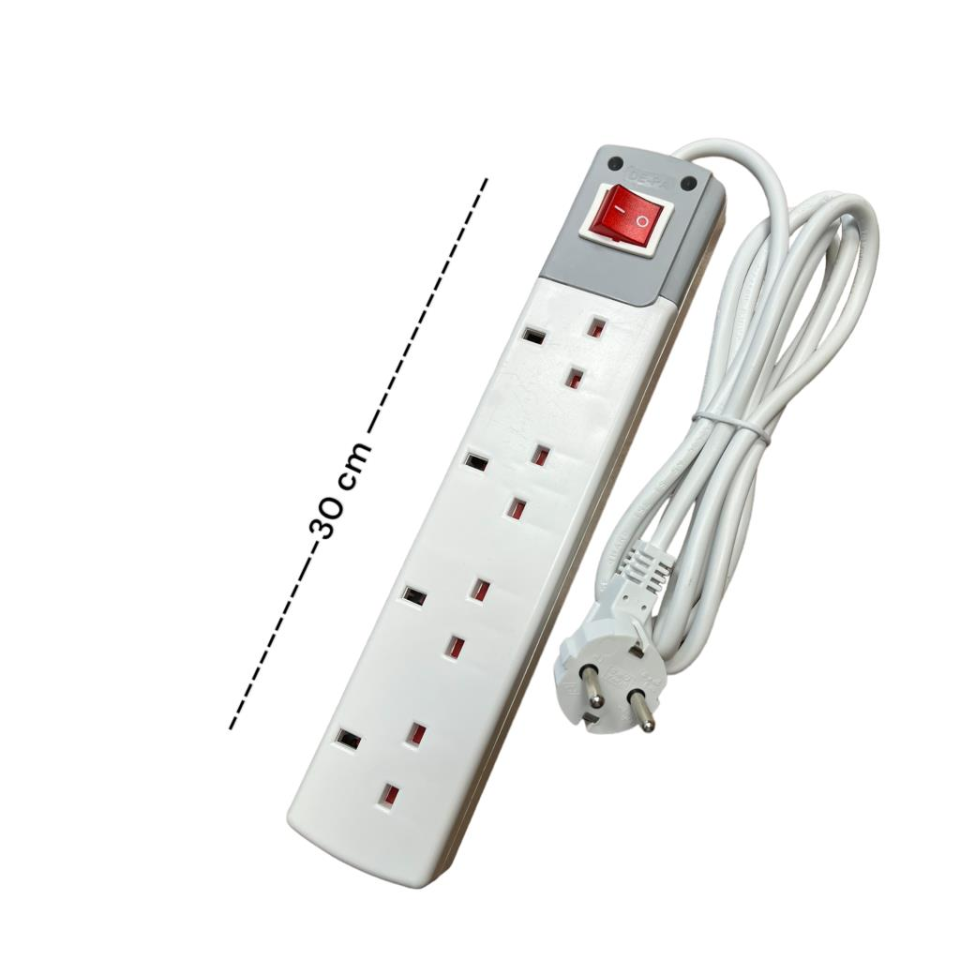 De-Pa İngiliz Tipi Grup Priz 4'lü 3 Metre Kablolu Anahtarlı 41403