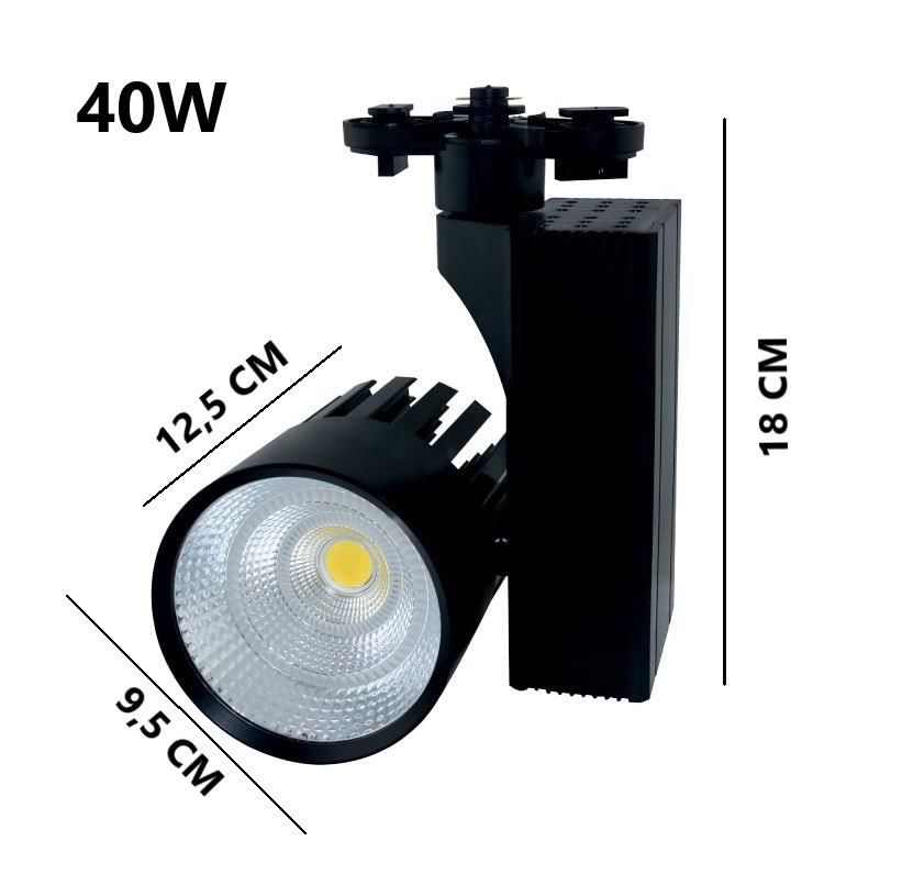 Ledli Ray Spot Siyah Kasa 40 Watt Günışığı 3000K