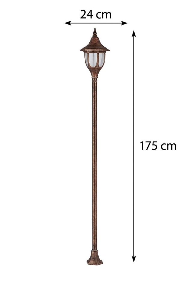 Şanlı ŞA845 Bahçe Aydınlatma Direği – 175 cm Yükseklik, E27 Duylu, Döküm Tabanlı, Polikarbon Camlı