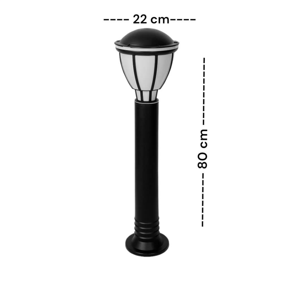 Zita Kupa 80 cm Bahçe Aydınlatma Armaturu E-27 Duylu IP54 Siyah / 230-80