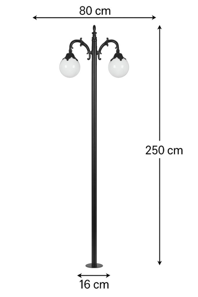 Şanlı Ş877 Bahçe ve Yol Aydınlatma Direği – 250 cm Boy, E27 Duy, Çelik Boru Gövde, Polietilen Cam, ABS Kollu