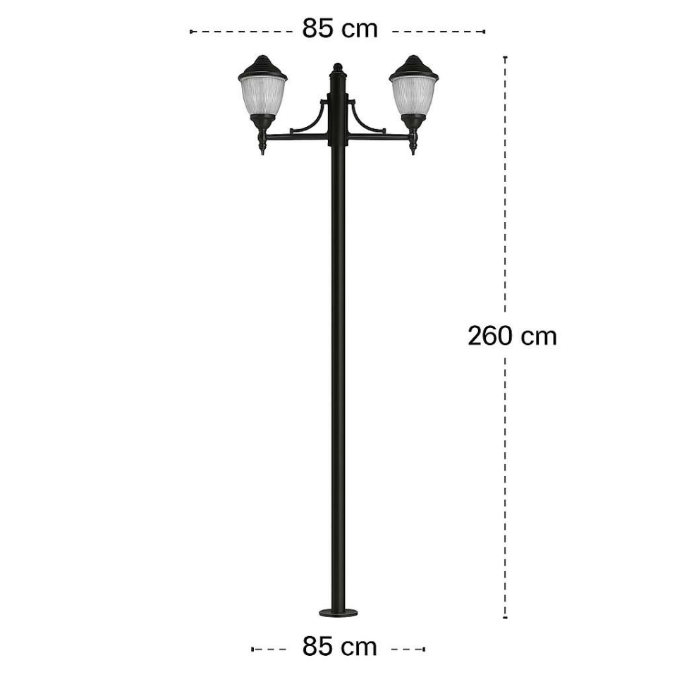 Şanlı ŞA892 Bahçe Aydınlatma Direği | 260 cm | E27 Duy | Polikarbon Cam | Çelik Boru Gövde | ABS Kollu | Dış Mekan