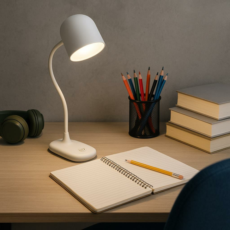 CATA CT-8440 Berlin Beyaz Masa Lambası – 4000K Gün Işığı, USB Şarjlı, Dokunmatik Kontrol ve Esnek Tasarım