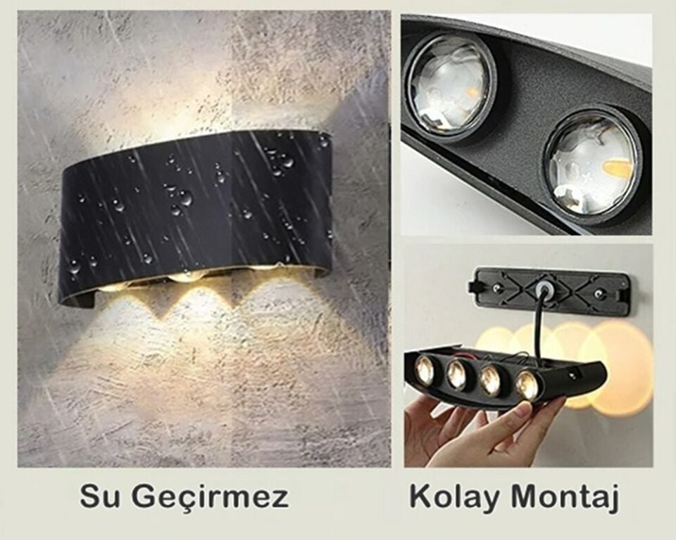 Dekoratif Çift Yönlü Bahçe Aplik Duvar Aydınlatma Led Aplik Cata Haiti Led Aplik 3200K Gün Işığı CT-8011-G