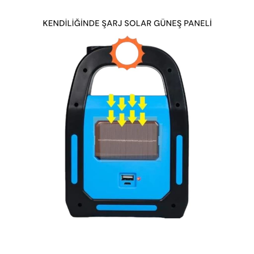 Bitez Led Solar Güneş Enerjili ve Şarjlı El Feneri Işıldak