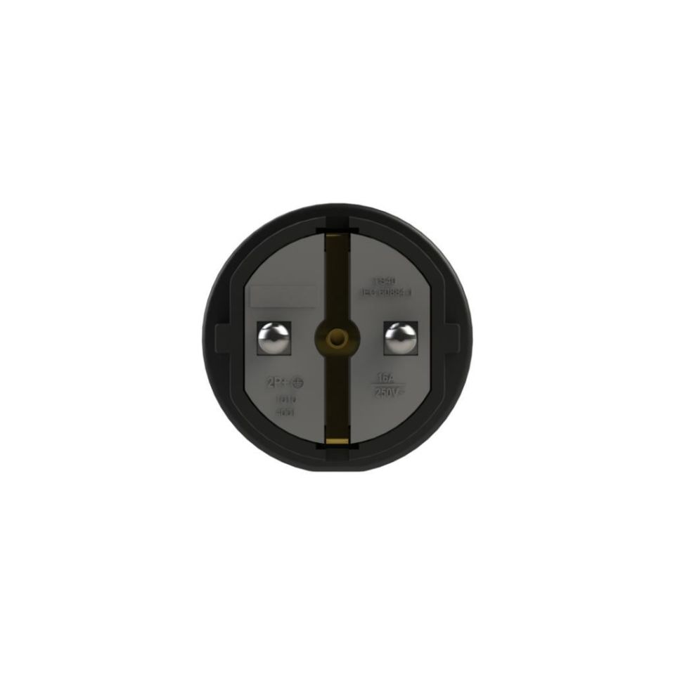 Ne-Ad 1010-S Topraklı Erkek Fiş – 16A 250V Siyah Düz Model, 2P+N Bağlantı, Sarı Kontaklı