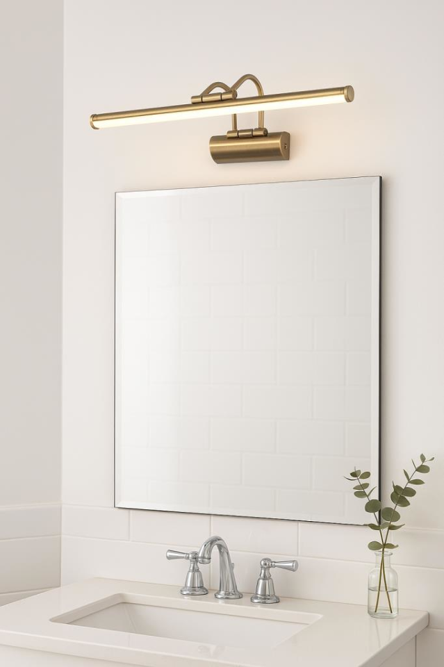 SekaTech 35cm Flüt Aplik – Eskitme Kasa, 6W 3200K Gün Işığı LED Ayna Üstü Banyo ve Tablo Aydınlatma Lambası