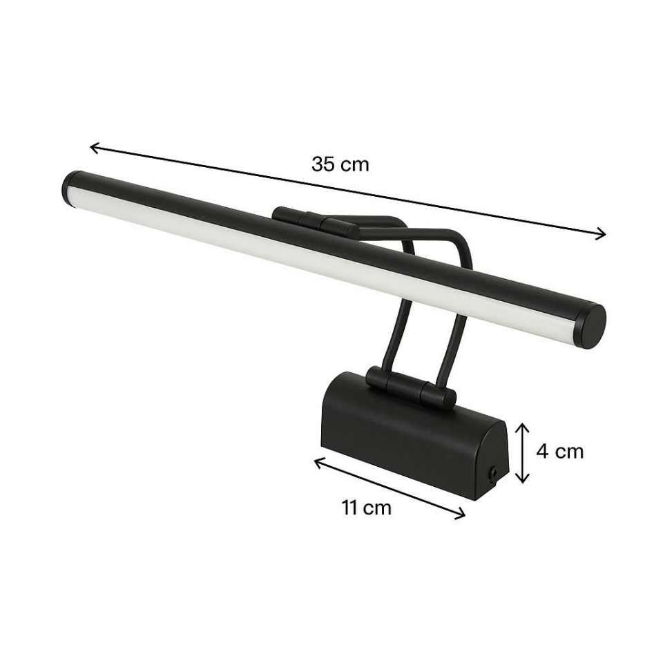 Flüt Aplik Siyah Kasa Gün Işığı Resim,Tablo,Ayna Üstü Banyo 35cm Ledli Aplik