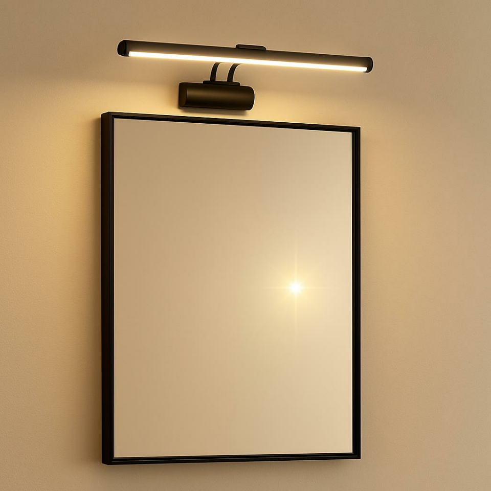 Flüt Aplik Siyah Kasa Gün Işığı Resim,Tablo,Ayna Üstü Banyo 35cm Ledli Aplik