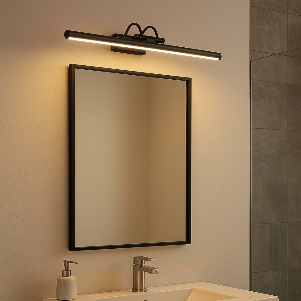 Flüt Aplik Siyah Kasa Gün Işığı Resim,Tablo,Ayna Üstü Banyo 35cm Ledli Aplik