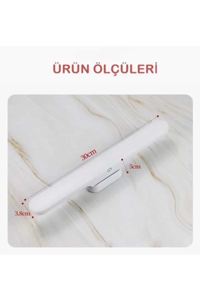 Şarjlı Led Işık Mıknatıslı Led Aplik 3 Farklı Işık Şarjlı Martı Ledli Aplik Siyah Lamba Makyaj Lamba Traş Lamba 5249