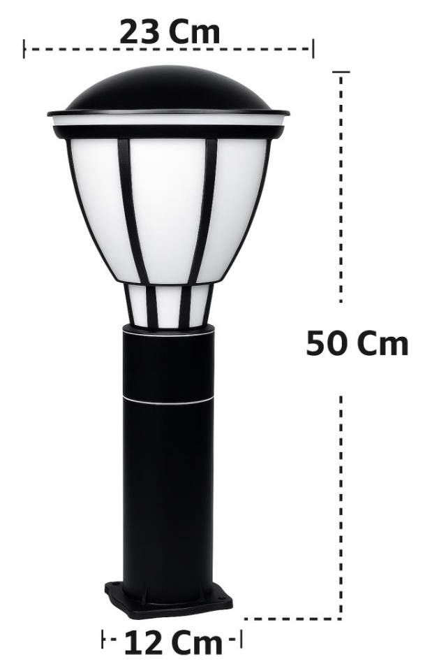 Zita Kupa Serisi 50 cm E27 Duylu Set Üstü Bahçe Aydınlatma Armatürü – Değiştirilebilir Ampullü, IP54