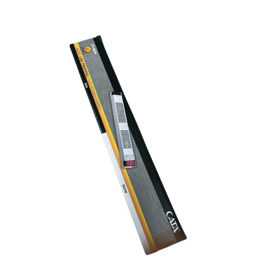 Cata CT-2678 12V 30A 360W Şerit LED Trafosu | Metal Kasa Güç Kaynağı | 348x53x22 mm | AC 176-264V Giriş, DC 12V Çıkış