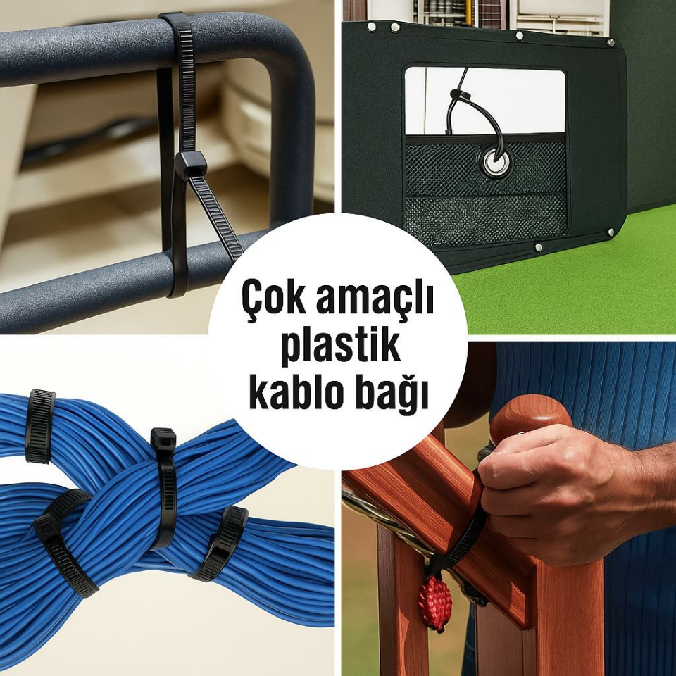 Çetsan 3,6x150 Siyah 15cm Kablo Bağı Plastik Cırt Kelepçe Toplayıcı-100 Adet