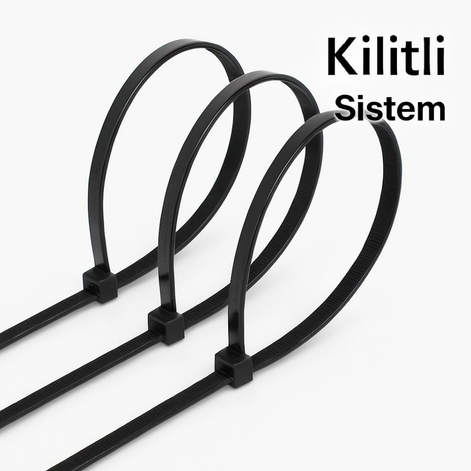 Çetsan 3,6x150 Siyah 15cm Kablo Bağı Plastik Cırt Kelepçe Toplayıcı-100 Adet