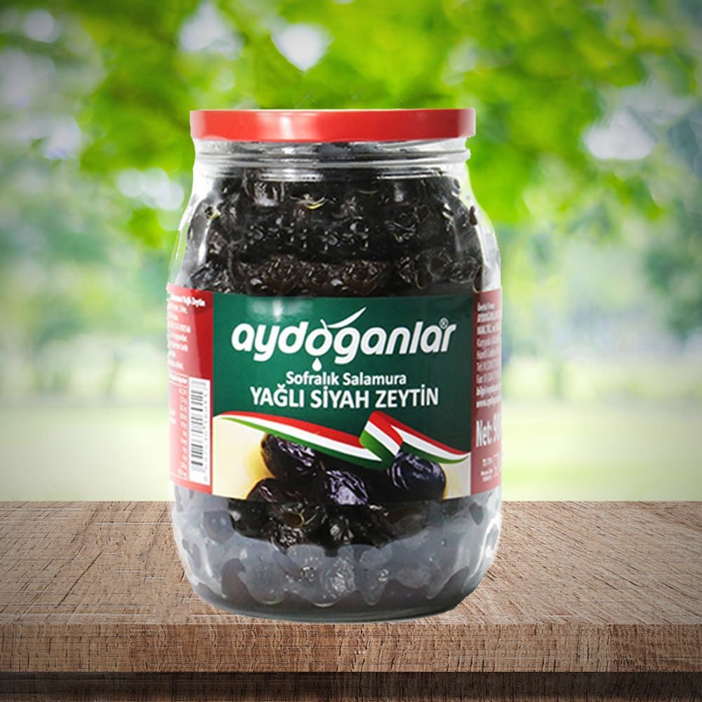 Siyah Yağlı Salamura Zeytin 900 Gr Cam Şişe X-Small 321-350 (Sele Zeytin)