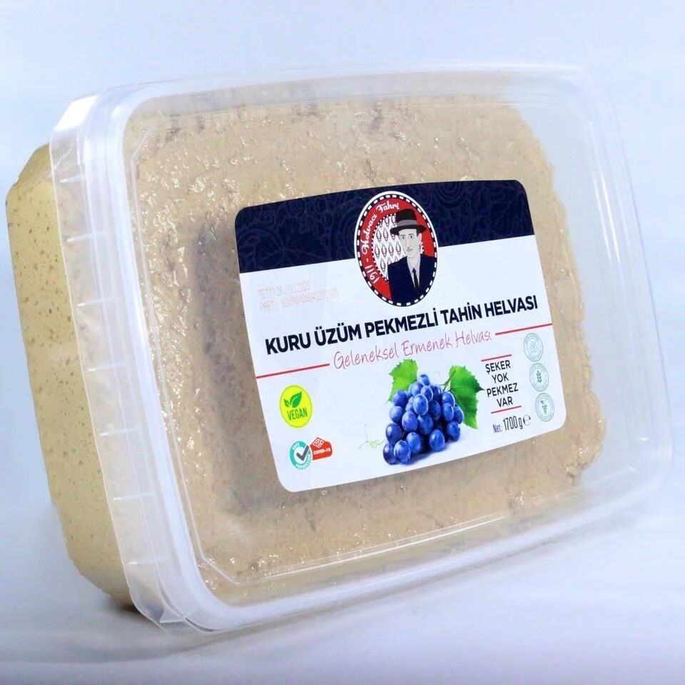 Şekersiz Kuru Üzüm Pekmezli Ermenek Tahin Helvası 1700 Gr Vegan Glutensiz