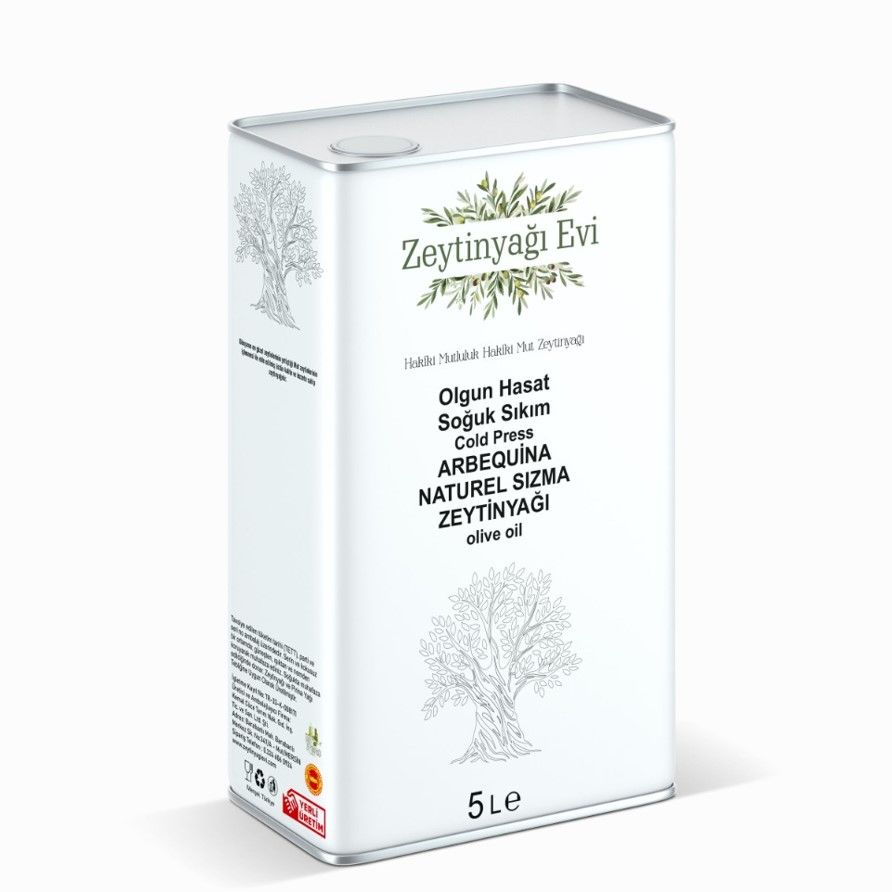 Zeytinyagievi Olgun Hasat Arbequina Soğuk Sıkım Naturel Sızma Mut Zeytinyağı Teneke Ambalaj (5 Lt)