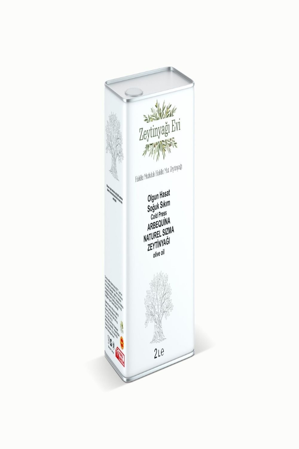 Zeytinyagievi Arbequina Soğuk Sıkım Naturel Sızma Mut Zeytinyağı Teneke Ambalaj (2 Lt)