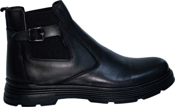 Erkek Kışlık Desenli Deri Bot - Siyah