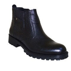 Erkek Kışlık Kısa Deri Bot - Siyah