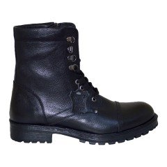 Erkek Kışlık  Deri Bot - Siyah