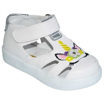 Cırt-Cırtlı Bebe Sandalet - beyaz
