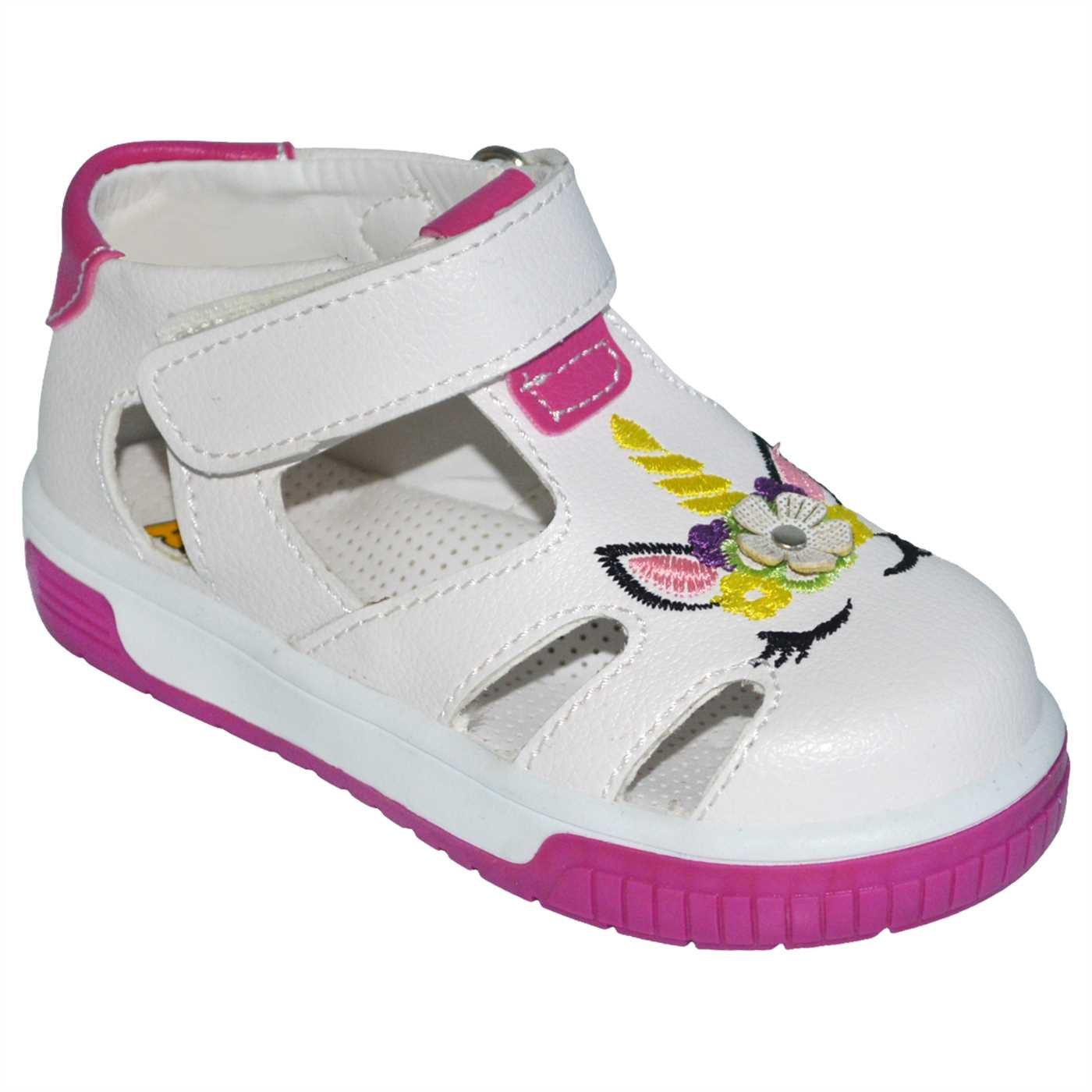 Cırt-Cırtlı Bebe Sandalet - beyaz/pembe