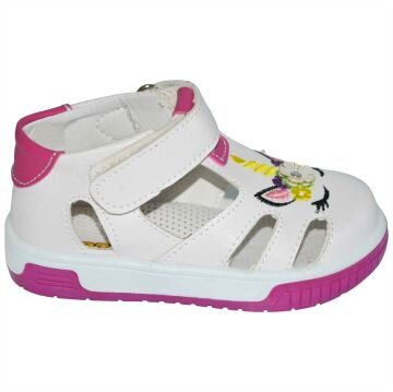 Cırt-Cırtlı Bebe Sandalet - beyaz/pembe