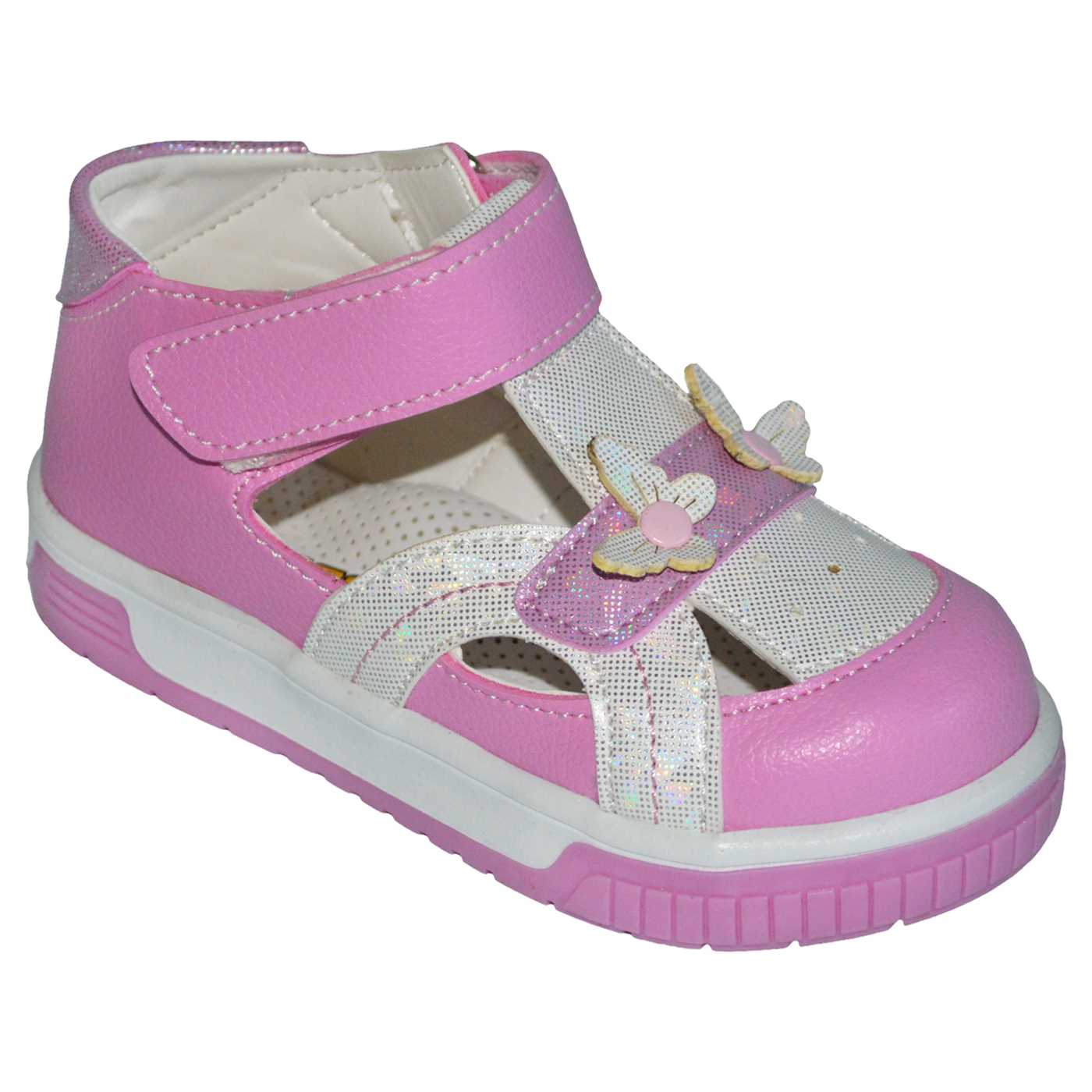 Cırt-Cırtlı Bebe Sandalet - pembe/gri
