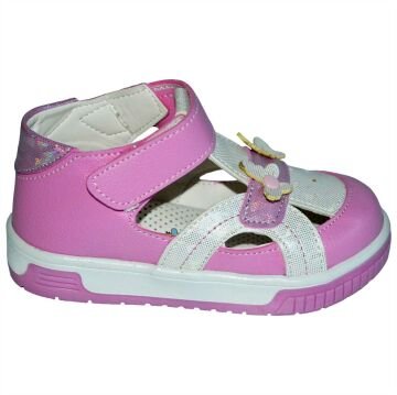 Cırt-Cırtlı Bebe Sandalet - pembe/gri
