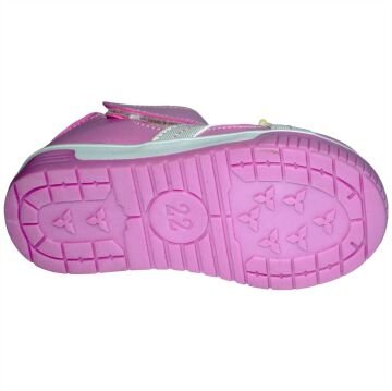 Cırt-Cırtlı Bebe Sandalet - pembe/gri