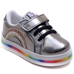 LPT-290 Gökkuşağı Model Bebe Spor Ayakkabı - Gri