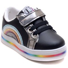 LPT-290 Gökkuşağı Model Bebe Spor Ayakkabı - Siyah