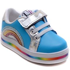 LPT-290 Gökkuşağı Model Bebe Spor Ayakkabı - Mavi