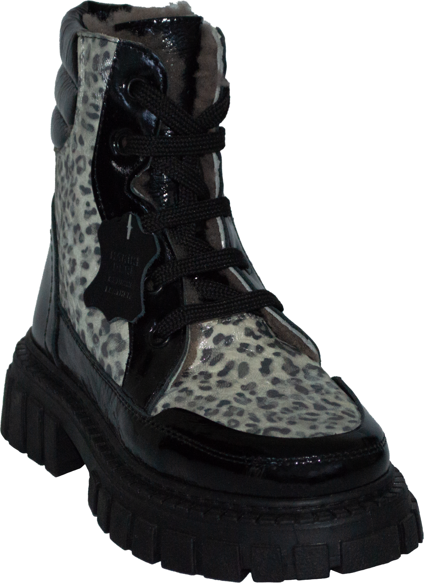 İçi Kürklü Desenli Filet Bot - Siyah/beyaz