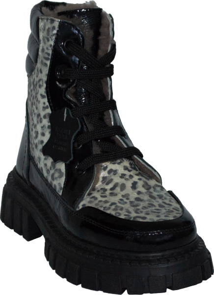 İçi Kürklü Desenli Filet Bot - Siyah/beyaz