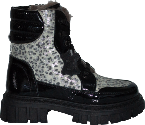 İçi Kürklü Desenli Filet Bot - Siyah/beyaz