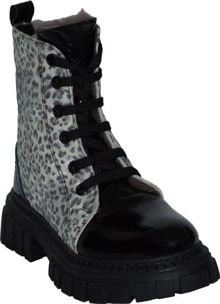 İçi Kürklü Desenli Filet Bot - Siyah/beyaz