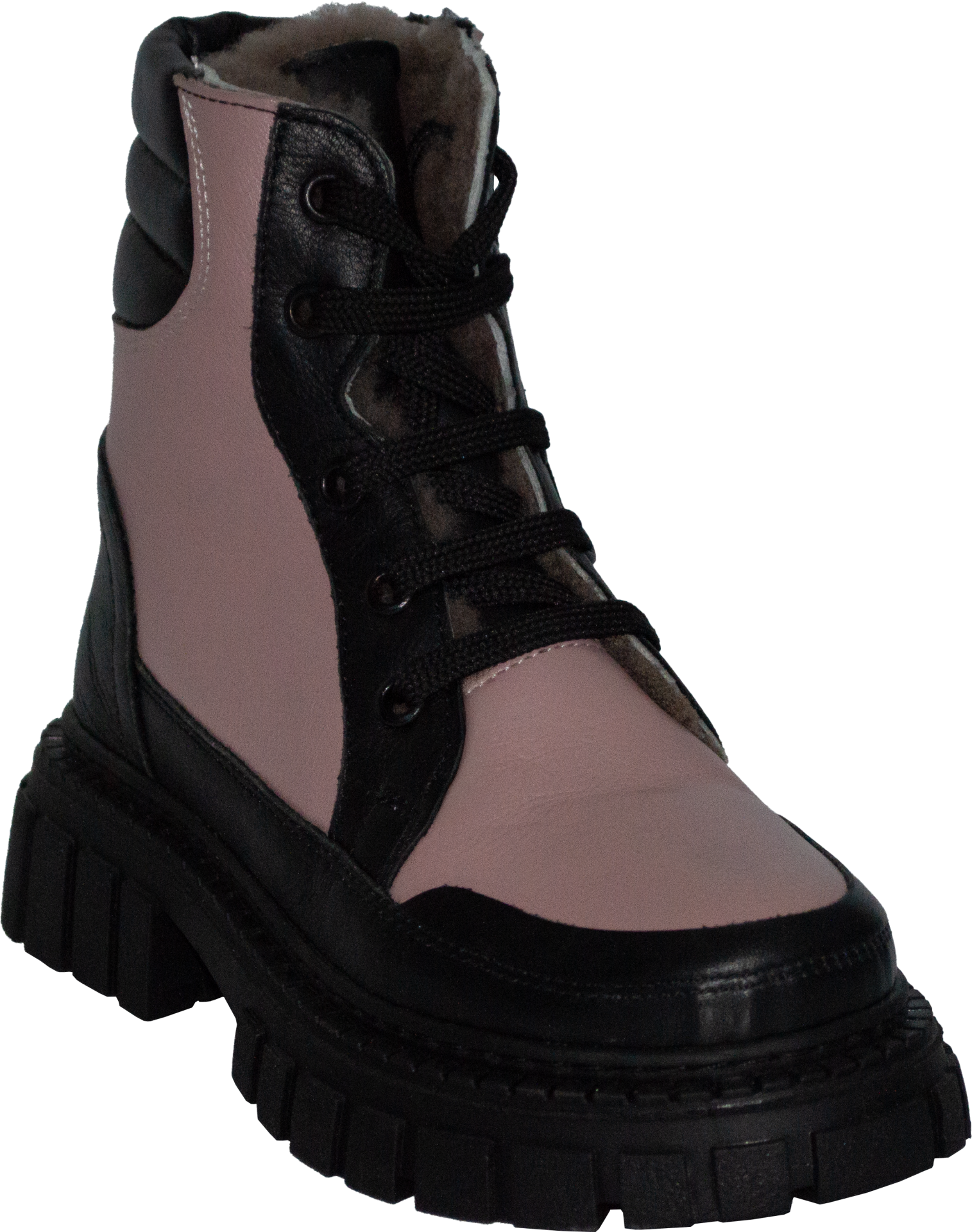 İçi Kürklü Filet Bot - Siyah/pembe