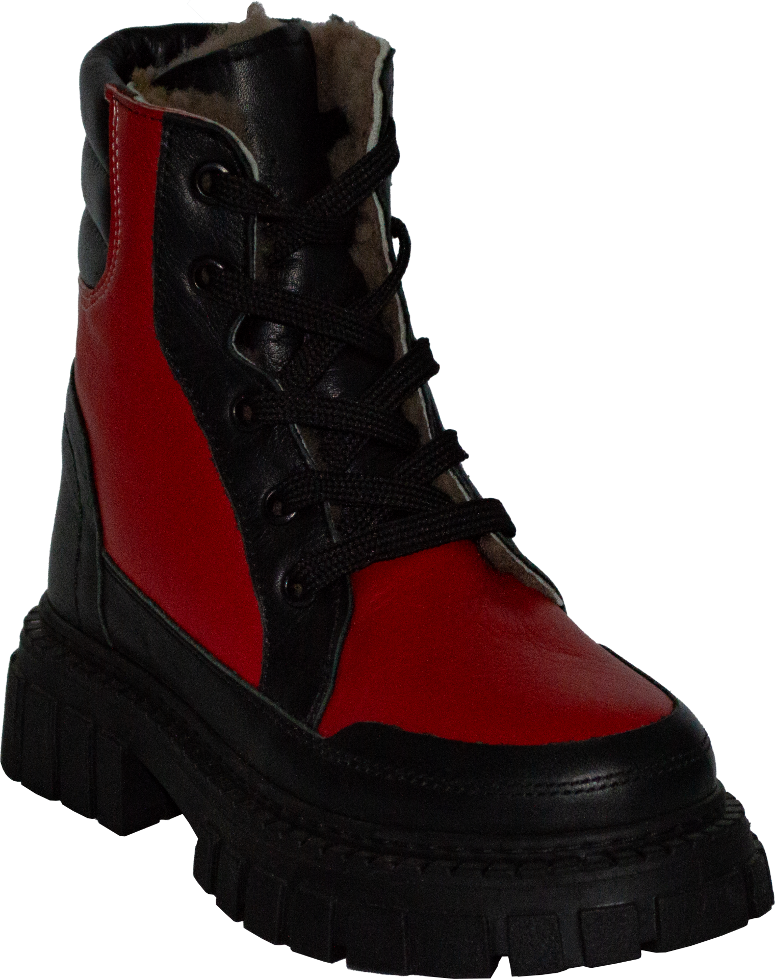 İçi Kürklü Filet Bot - Siyah/Kırmızı