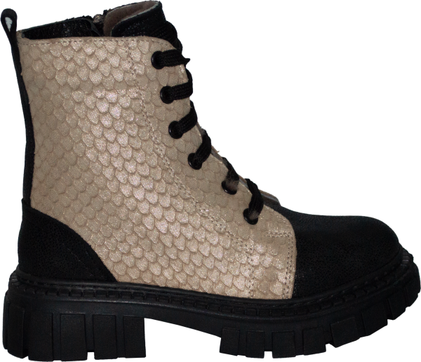 İçi Kürklü Desenli Filet Bot - Siyah/Bej